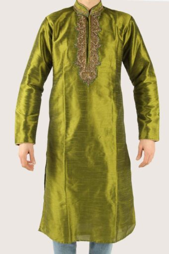 Indian Traditional Mens Wedding Ethnic Wear Kurta 90s Green Size M