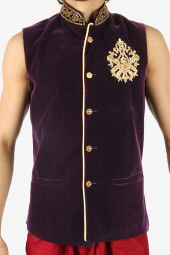Indian Designer Bollywood Traditional Gilet Wedding 90s Purple Size S