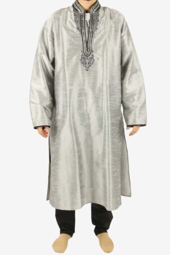 Indian Traditional Bollywood Ethnic Wear Kurta Pyjama Grey Size XL