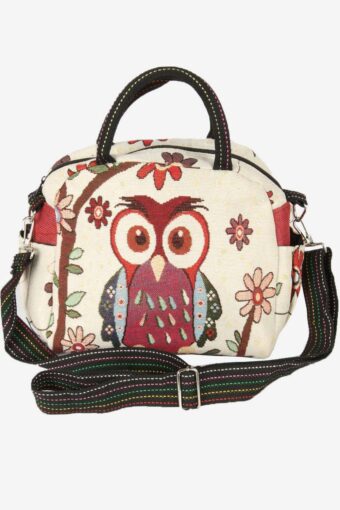 Vintage Owl Print Shoulder Hand Bag Women’s Lined 90s Multicoloured