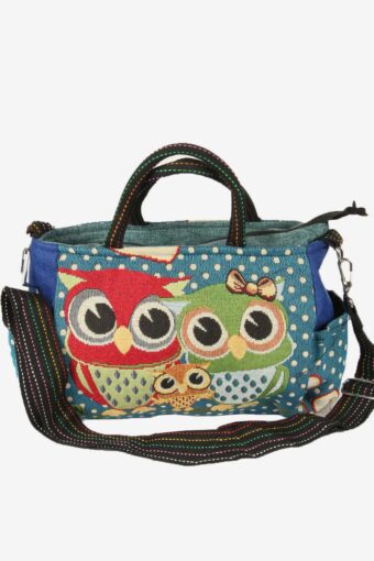 Vintage Owl Print Shoulder Hand Bag Women’s Lined 90s Multicoloured
