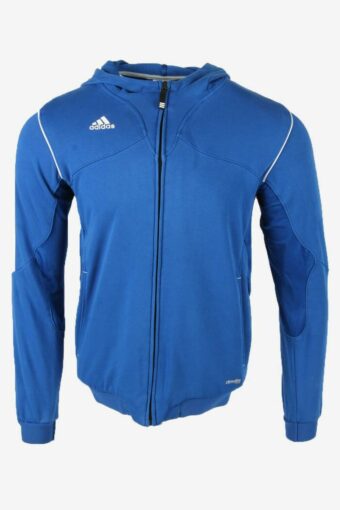 Adidas Track Top Hooded Vintage 3 Striped Full Zip 90s Blue Size 40/42