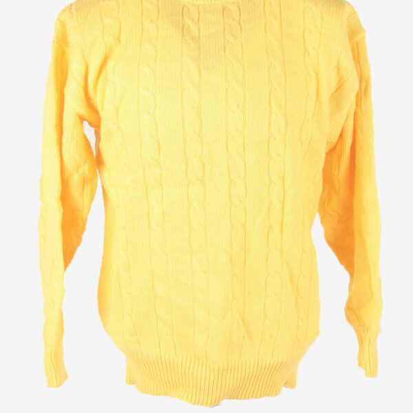 Cable Knit Jumper Vintage Crew Neck Pullover 90s Yellow Size M