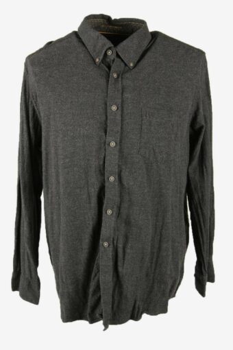 Casa Moda Flannel Shirt Plain Vintage Long Sleeve 90s Dark Grey Size XL