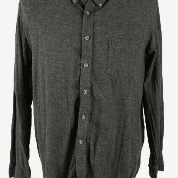 Casa Moda Flannel Shirt Plain Vintage Long Sleeve 90s Dark Grey Size XL