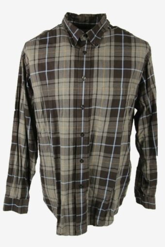Check Shirt Vintage Button Up Long Sleeve 90s Cotton Multicoloured L