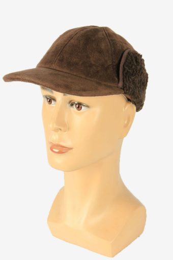 Fur Suede Cap Hat Vintage Earflaps Ski Cossack 90s Brown Size 57 cm