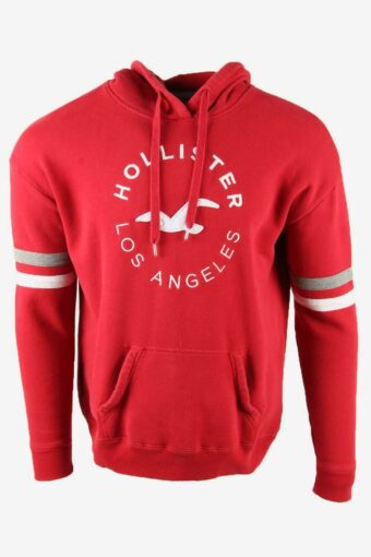 Hollister Hoodie Vintage Pullover Sport Top Logo Retro 90s Red Size XL