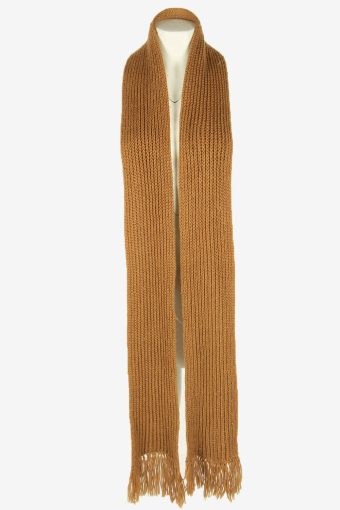 Knitted Winter Scarf Vintage Handmade Neck Warmer Soft 70s Retro Brown