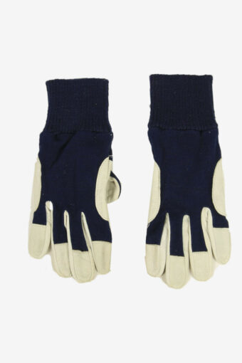 Leather Bike Gloves Vintage Lined Warm Winter Retro 80s Navy Size S