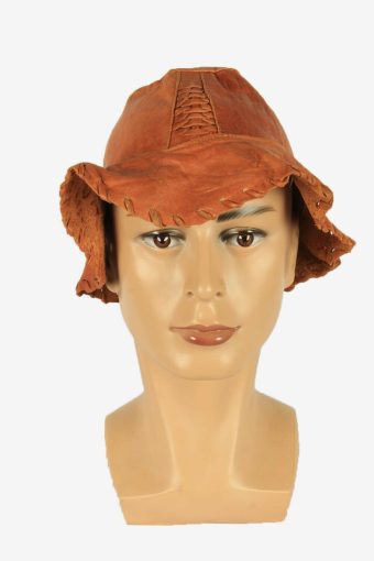 Leather Cowgirl Hat Vintage Fedora Aussie Style 90s Camel Size 54 cm