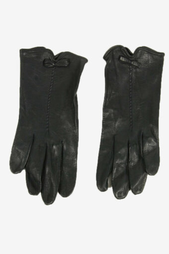 Leather Gloves Vintage Genuine Lined Winter Elegance 90s Black Size S