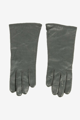 Leather Gloves Vintage  Genuine Warm Winter Elegance 90s Grey Size L