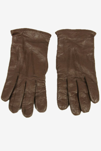 Leather Gloves Vintage Lined Soft Smart Winter Retro 90s Brown Size L