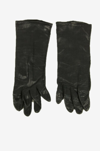 Leather Gloves Vintage Lined Soft Winter Elegance Retro 80s Black Size M