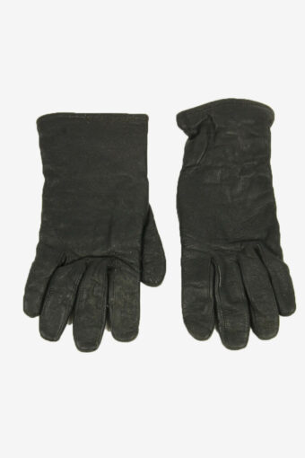 Leather Gloves Vintage Lined Warm Winter Casual Retro 80s Black Size S