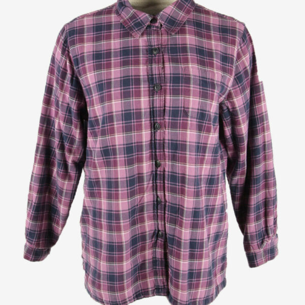 Lumberjack Ladies Jacket Vintage Fleece Lined Check Button Purple Size M