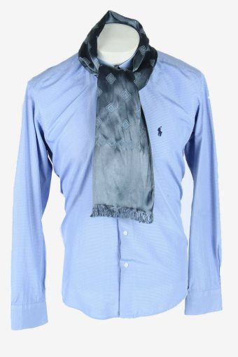 Men Scarf Vintage Geometric Cravat Patterned Necktie Retro 70s Blue