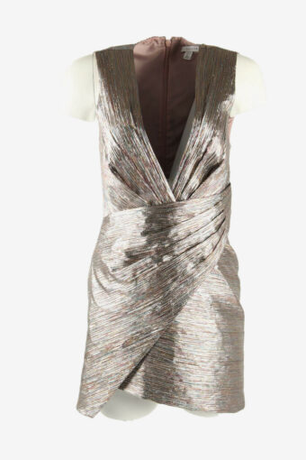 Topshop Silver Rainbow Metallic Front Plunge Mini Dress Multi Size S