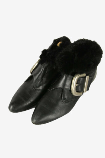 Vintage Bootie Shoes Leather Design Style Retro Black Size –  UK 4