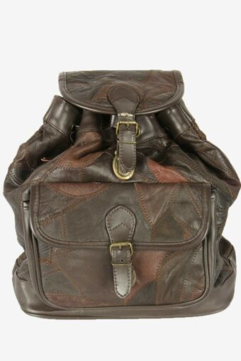 Vintage Genuine Leather Backpack Bag Belt Buckle Retro 90s Black