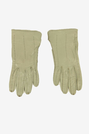 Vintage Leather Gloves Genuine Lined Warm Winter Elegance 90s Grey Size S