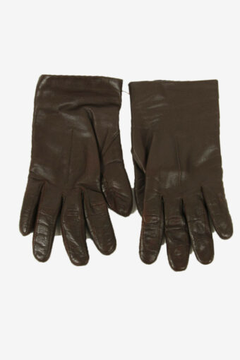 Vintage Leather Gloves Lined Soft Smart Winter Retro 90s Brown Size S