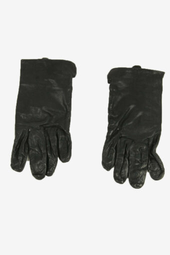 Vintage Leather Gloves Lined Warm Winter Design Retro 80s Black Size M