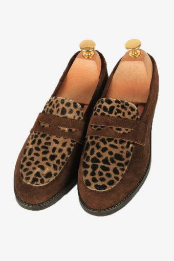Vintage Loafer Shoes Leopard Suede Leather Design Retro Brown Size –  UK 4