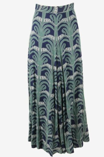 Vintage Long Skirt Patterned Lined Retro 90s Ladies Navy Size UK 8