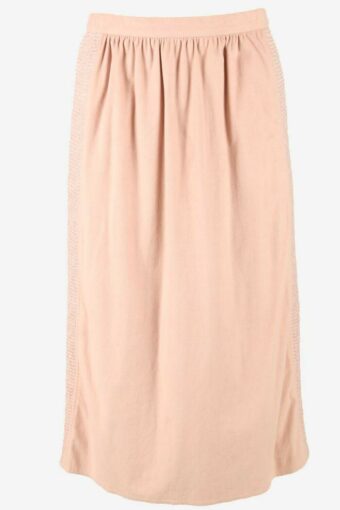 Vintage Long Skirt Plain Lined Back Vent Retro 90s Pink Size UK 8/10