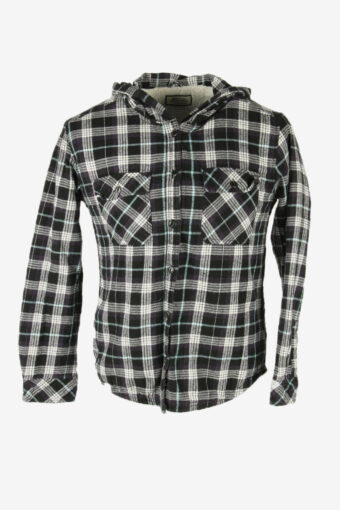 Vintage Lumberjack Jacket Hooded Fleece Lined Button Up 90s Multi Size M