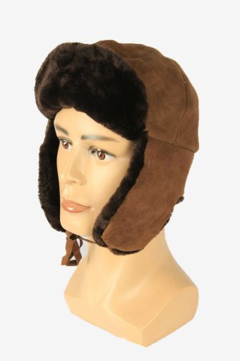 Vintage Russian Style Fur Hat Earflaps Winter Warm Brown Size 54 cm