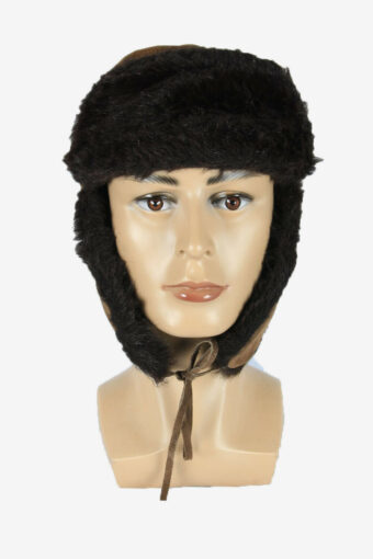 Vintage Russian Style Fur Hat Earflaps Winter Warm Brown Size 58 cm