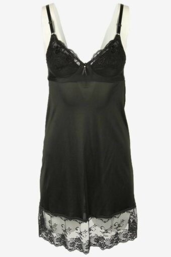 Vintage Spaghetti Strap Slip Dress Chemise Lace Nightdress 90s Black S