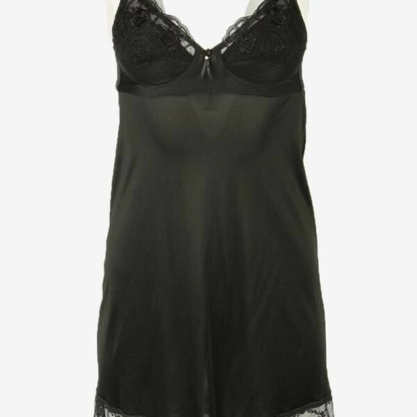 Vintage Spaghetti Strap Slip Dress Chemise Lace Nightdress 90s Black S