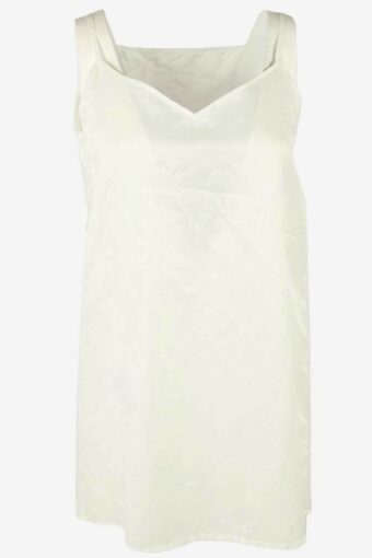 Vintage Spaghetti Strap Slip Dress Satin Look Nightdress 90s White M