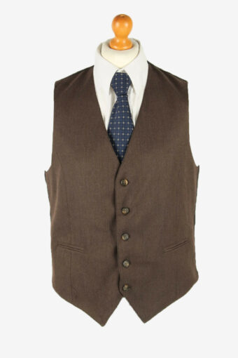 Vintage Waistcoat Gilet Plain Vest Button Up Retro 90s Brown Size L