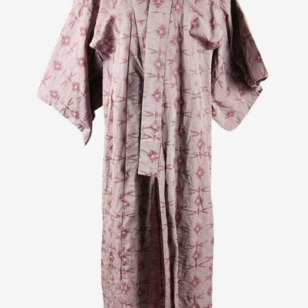 Vintage Womens Authentic Japanese Kimono Robe Full Length 70s Lilac