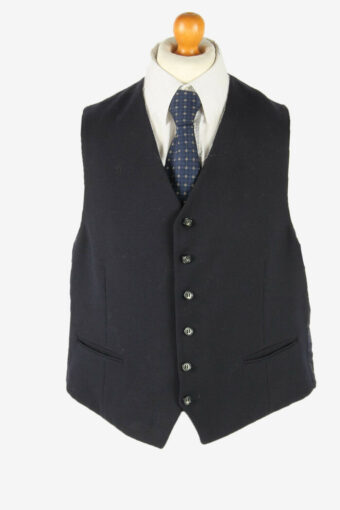 Waistcoat Gilet Vintage Plain Vest Button Up Casual 90s Navy Size XL