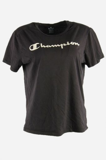 Women Champion T-Shirt Tee Short Sleeve Sports Vintage 90s  Black Size M