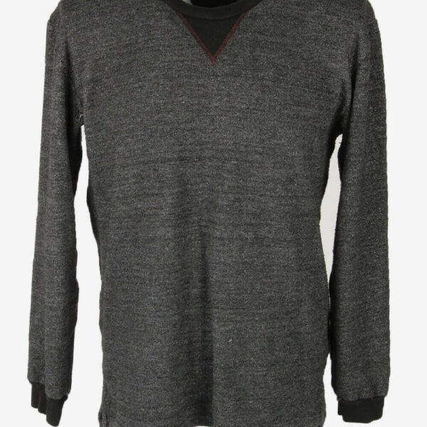 90s Sweatshirt Plain Vintage Pullover Sports Retro Black Size L