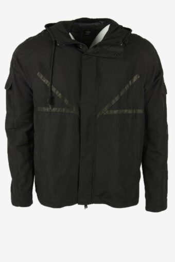 Adidas Track Top Jacket Vintage Full Zip Pockets Retro 90s Black Size M