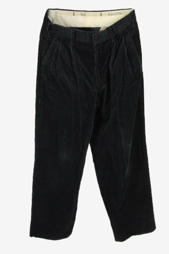 Corduroy Cord Trousers Vintage Relaxed Fit Casual Black Size W31 L28