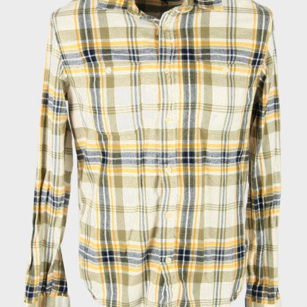 Flannel Shirt Vintage Check Long Sleeve Button 90s Cotton Multi Size M