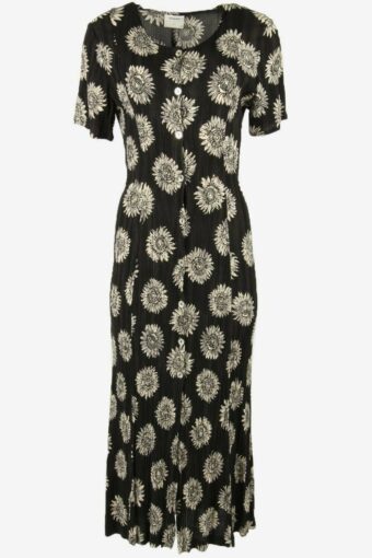 Floral Vintage H&M Summer Dress Short Sleeve Retro 90s Black Size UK 14