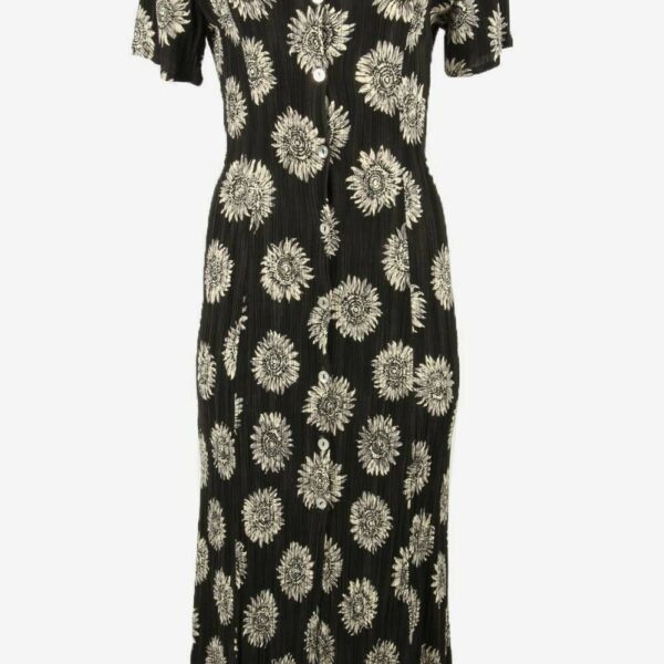 Floral Vintage H&M Summer Dress Short Sleeve Retro 90s Black Size UK 14