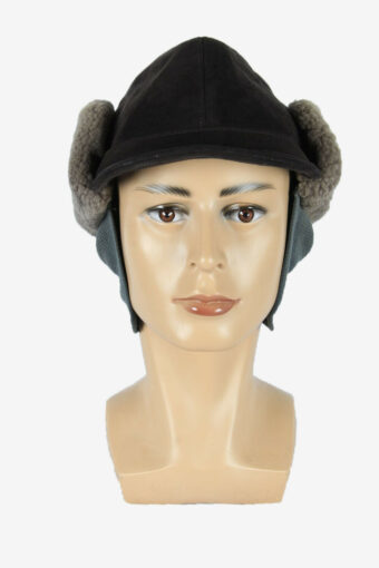 Fur Suede Cap Hat Ushanka Vintage Earflaps 80s Brown Size 56 cm