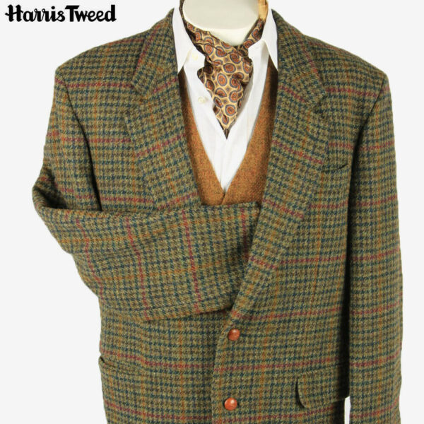 Harris Tweed Vintage Blazer Jacket Check Windowpane Weave Multi Size XL