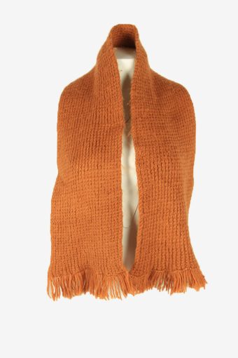 Knitted Winter Scarf Vintage Handmade Neck Warmer Soft 70s Retro Camel